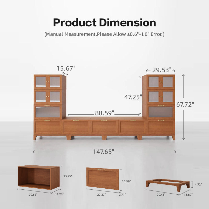 11 - Cube U - Shaped TV & Media Console With Legs | 147.65"L x 15.66"W x 67.72"H - Cozy Nest