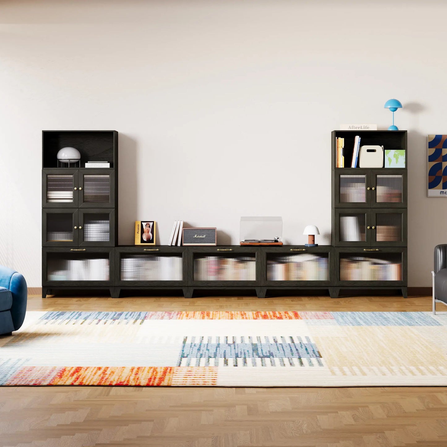 11 - Cube U - Shaped TV & Media Console With Legs | 147.65"L x 15.66"W x 67.72"H - Cozy Nest