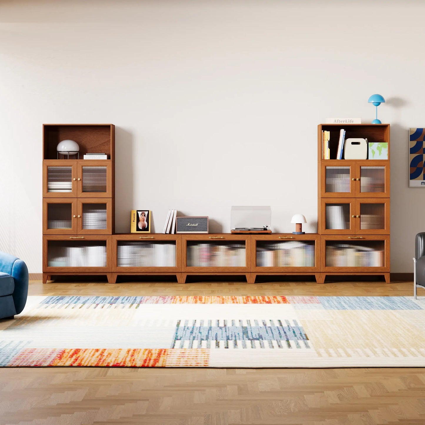 11 - Cube U - Shaped TV & Media Console With Legs | 147.65"L x 15.66"W x 67.72"H - Cozy Nest