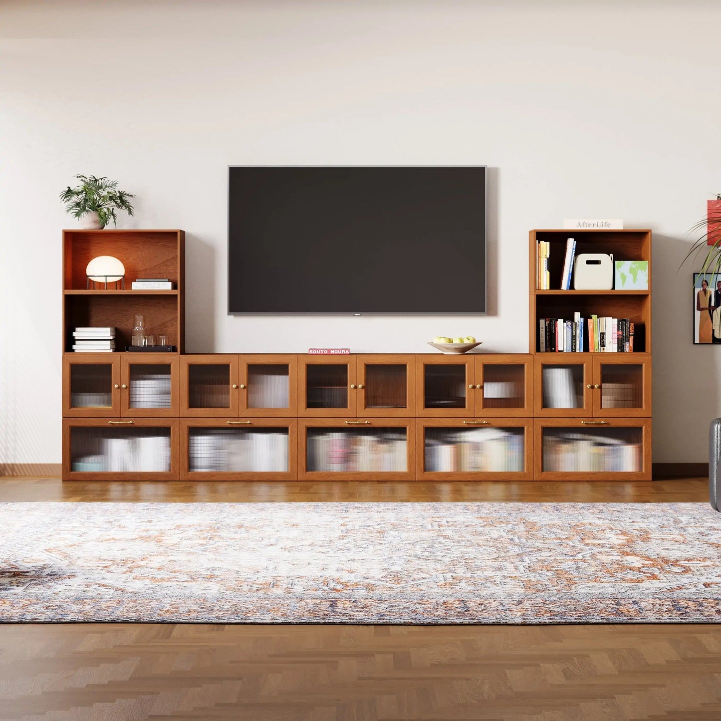 14 - Cube U - Shaped TV & Media Console | 147.65 "L x 15.67"W x 67.72"H - Cozy Nest