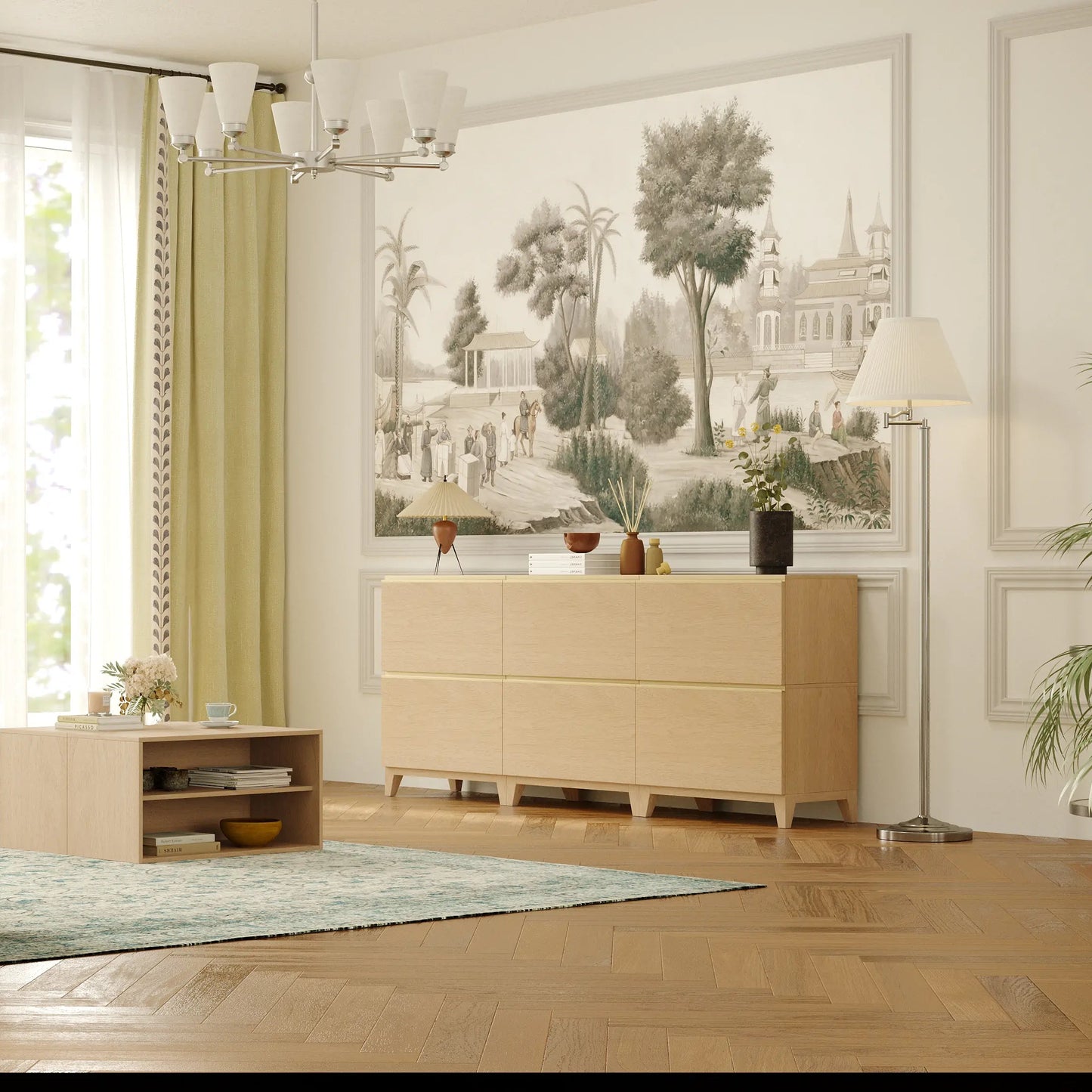 6 - Cube TV & Media Console with Legs | 88.59"L x 15.66"W x 51.97"H - Cozy Nest