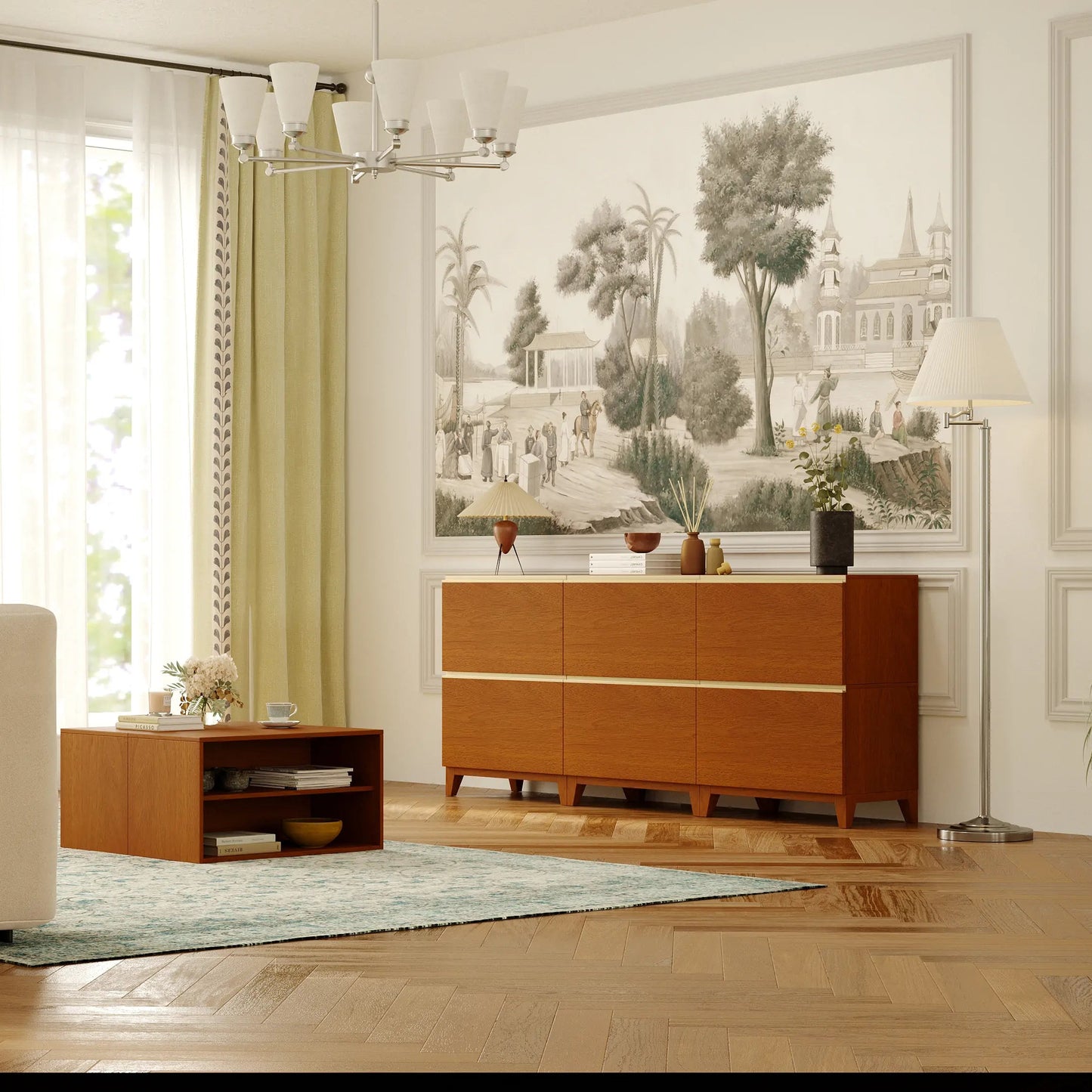 6 - Cube TV & Media Console with Legs | 88.59"L x 15.66"W x 51.97"H - Cozy Nest