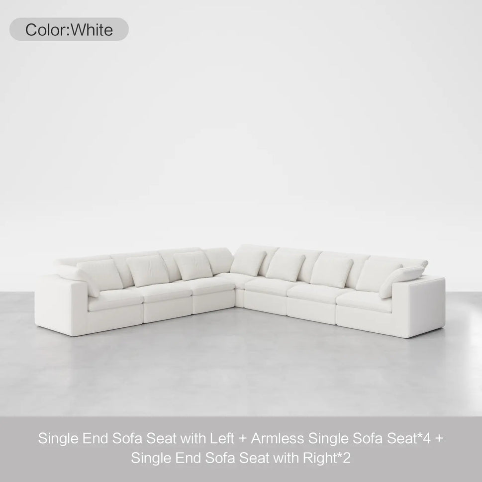 7-Seater Sofa L-Shape with Dual Armrestsright-arm sofa + armless sofa + Left-arm sofa