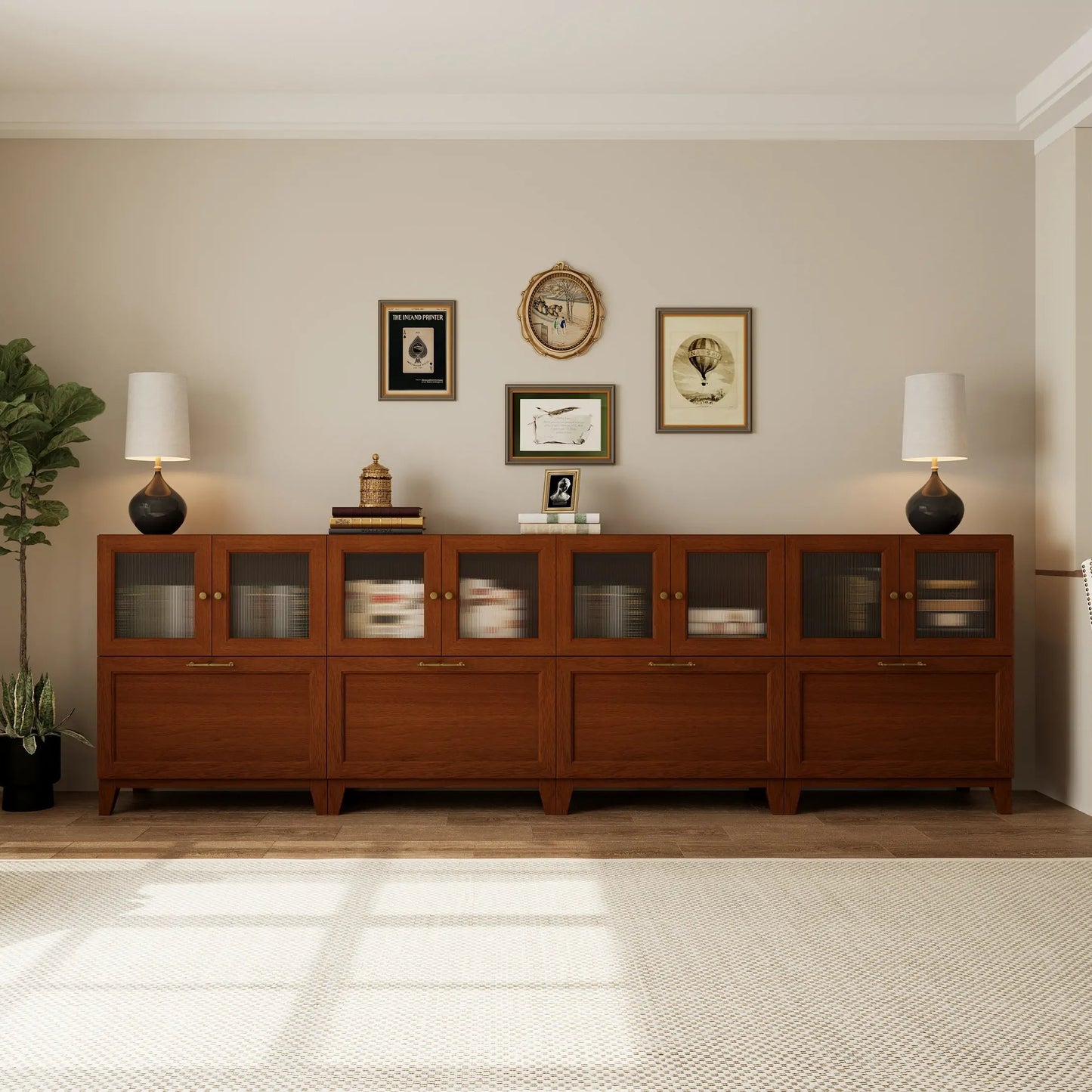 8 - Cube Double - Row Bookshelf with Legs | 118.12 "L x 15.66"W x 36.22"H - Cozy Nest