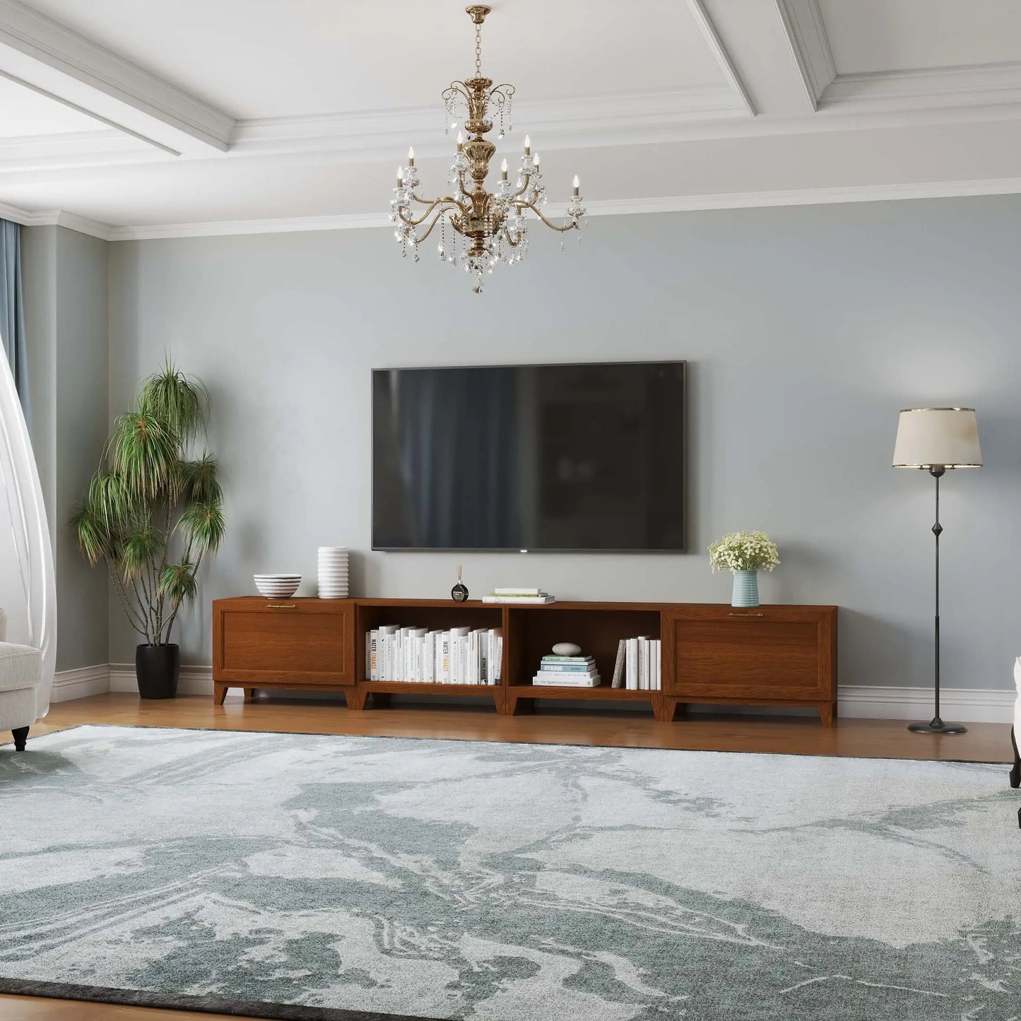 4 - Cube Wide TV & Media Console With Legs | 118.12"L x 15.67"W x 20.47"H - Cozy Nest