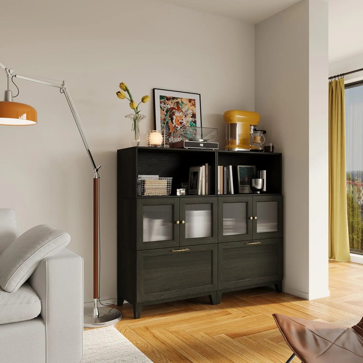 Black 6 Cube Tower Library Bookshelf | 59.06"L 51.97"H - Cozy Nest