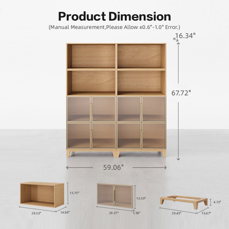 8 - Cube Double - Column Bookshelf with Legs | 59.06"L x 16.34"W x 67.72"H - Cozy Nest