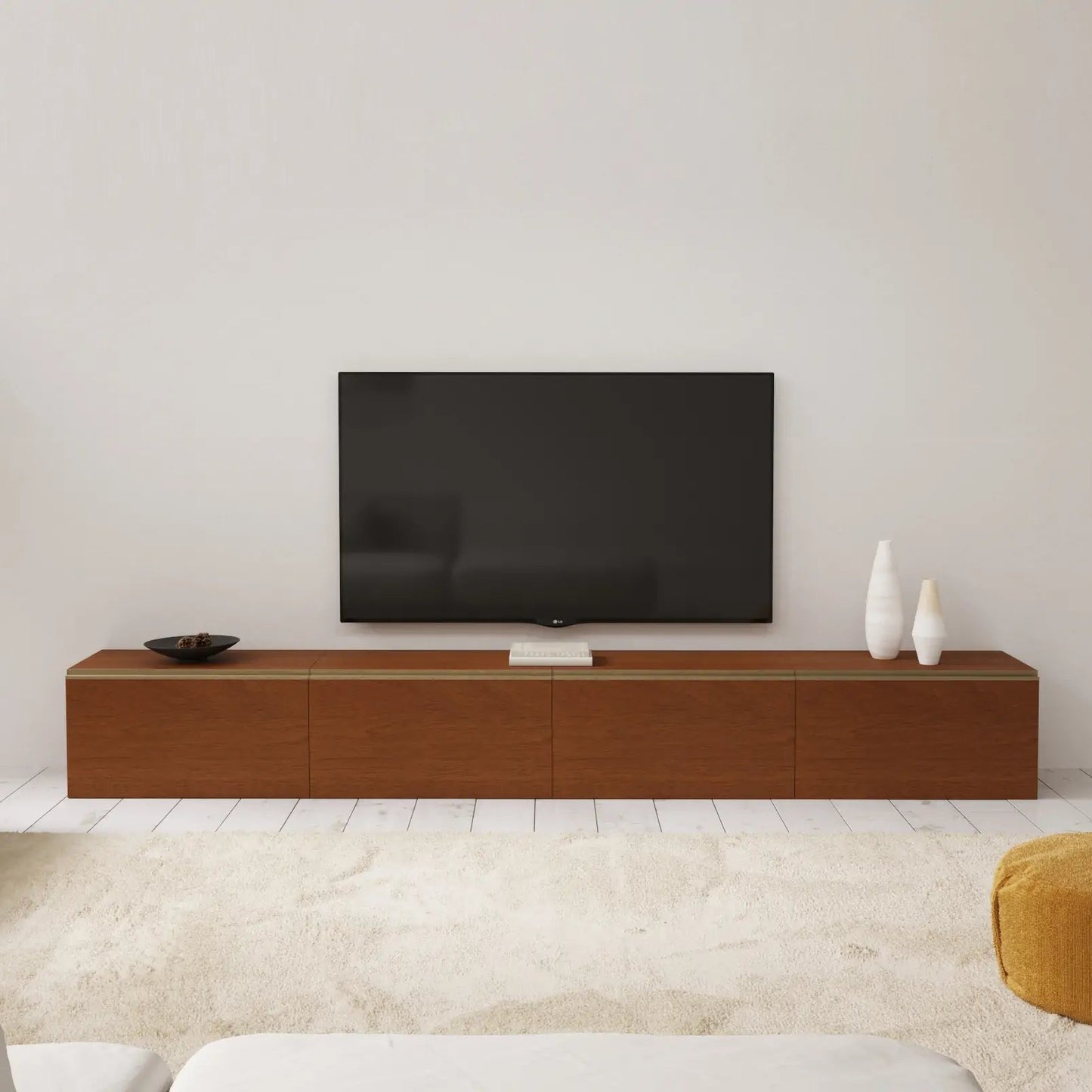 1.Natural 4 Cube Wide Media Console | 118.11"L 14.96"H - Cozy Nest