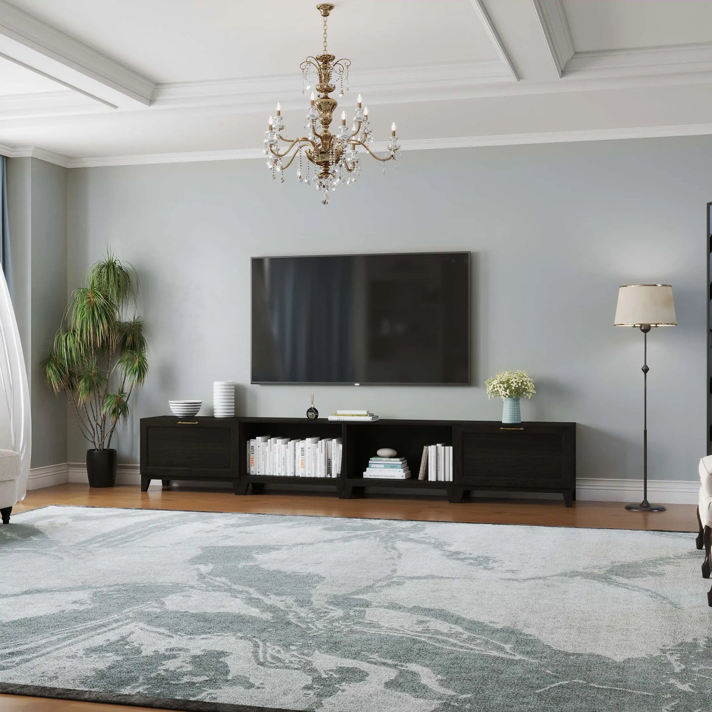 4 - Cube Wide TV & Media Console With Legs | 118.12"L x 15.67"W x 20.47"H - Cozy Nest