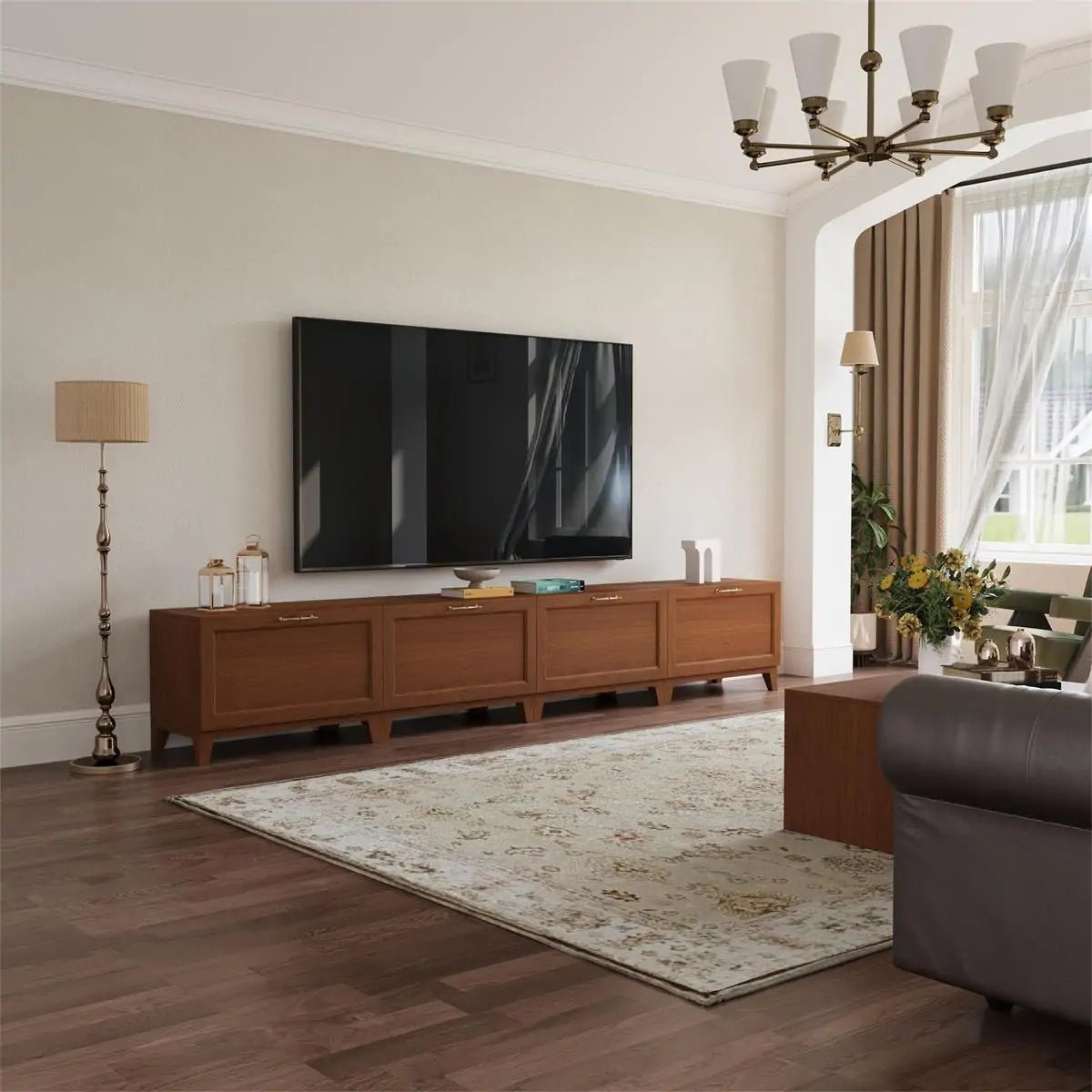 4 - Cube TV & Media Console With Legs | 118.12 "L x 15.67"W x 20.47"H - Cozy Nest