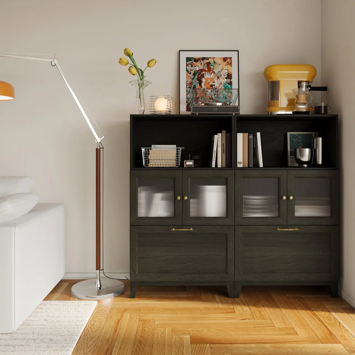 Black 6 Cube Tower Library Bookshelf | 59.06"L 51.97"H - Cozy Nest