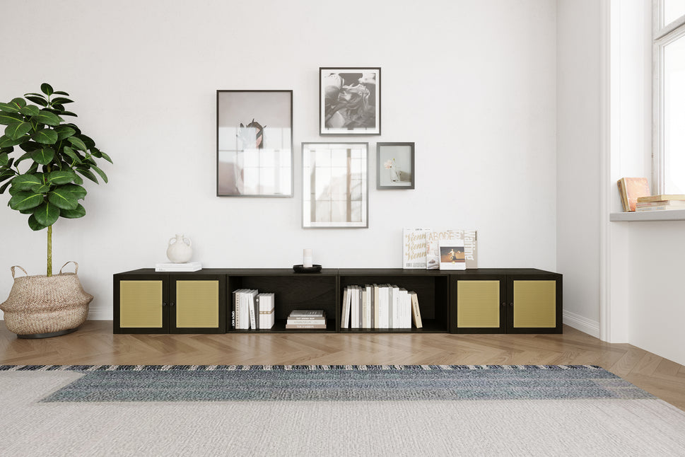 Nordic Walnut 4-Cube Wide Media Console | 118.11"L 14.96"HCombination 2