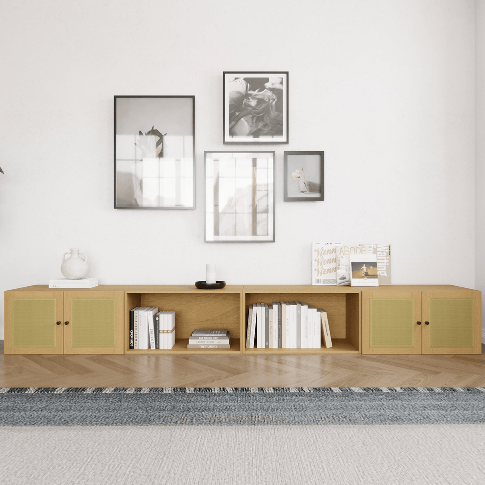Nordic 4-Cube Wide Media Console | 118.12"L x 15.66"W x 15.75"H