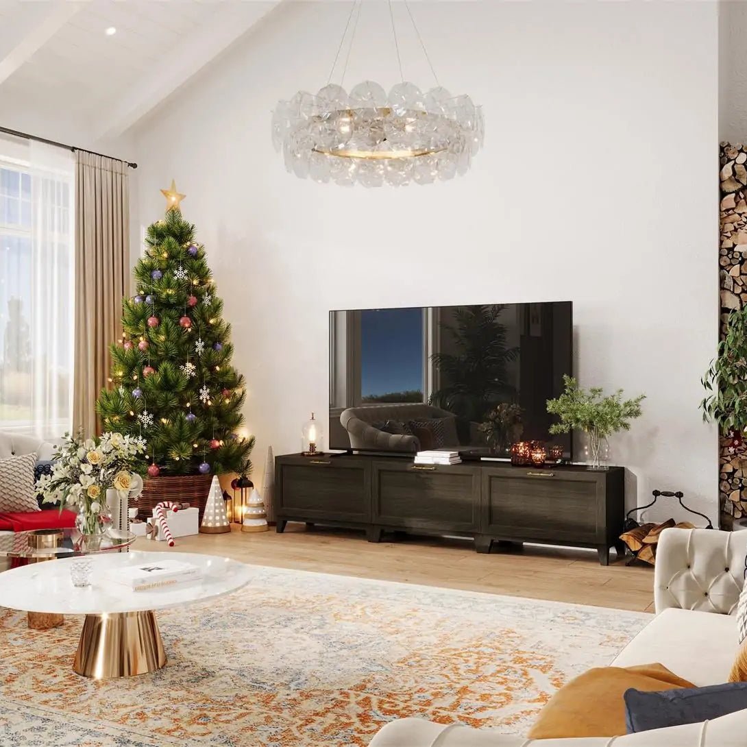 3 - Cube 1×3 TV & Media Console with Legs | 88.59"L x 15.67"W x 20.47"H - Cozy Nest