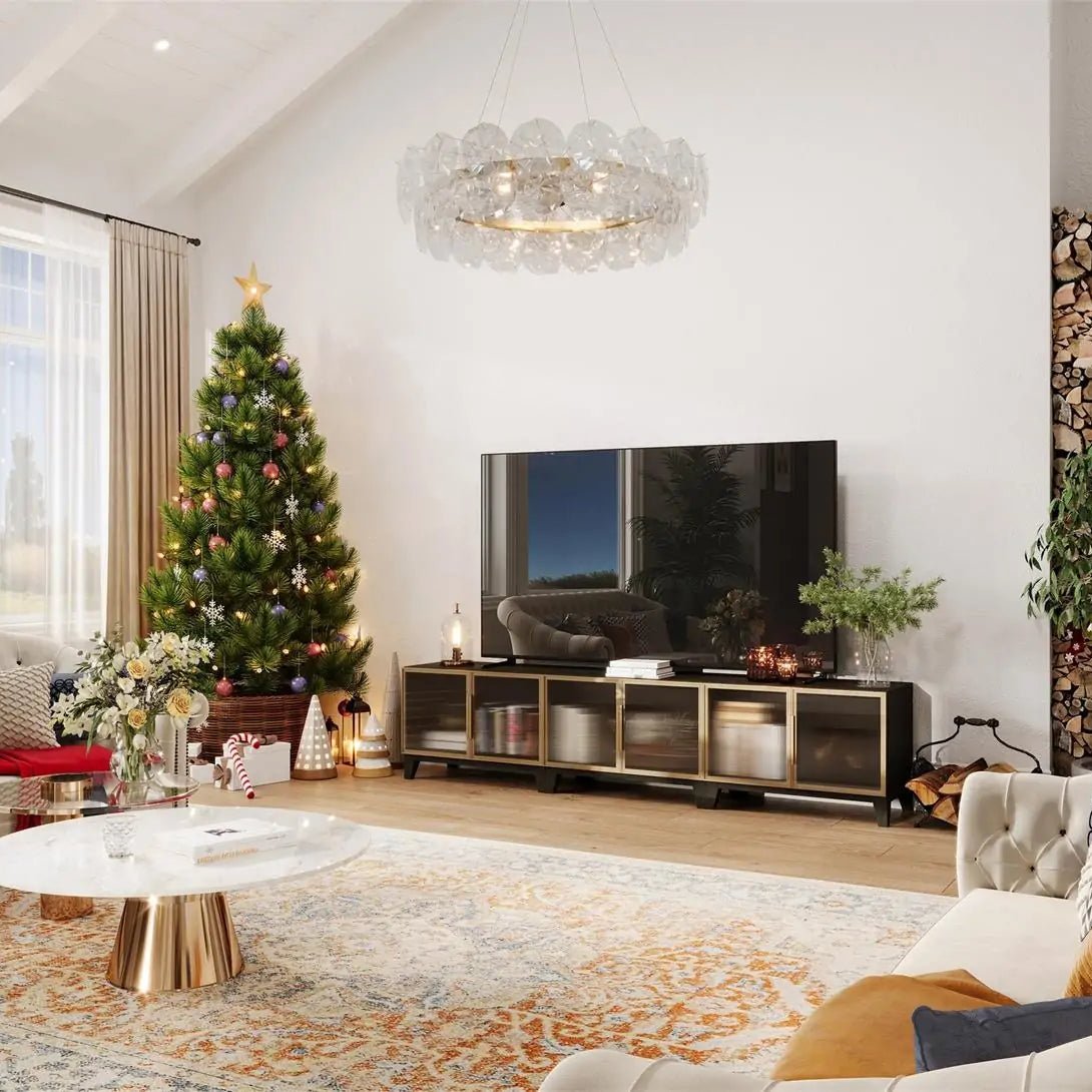 3 - Cube 1×3 TV & Media Console with Legs | 88.59"L x 15.67"W x 20.47"H - Cozy Nest