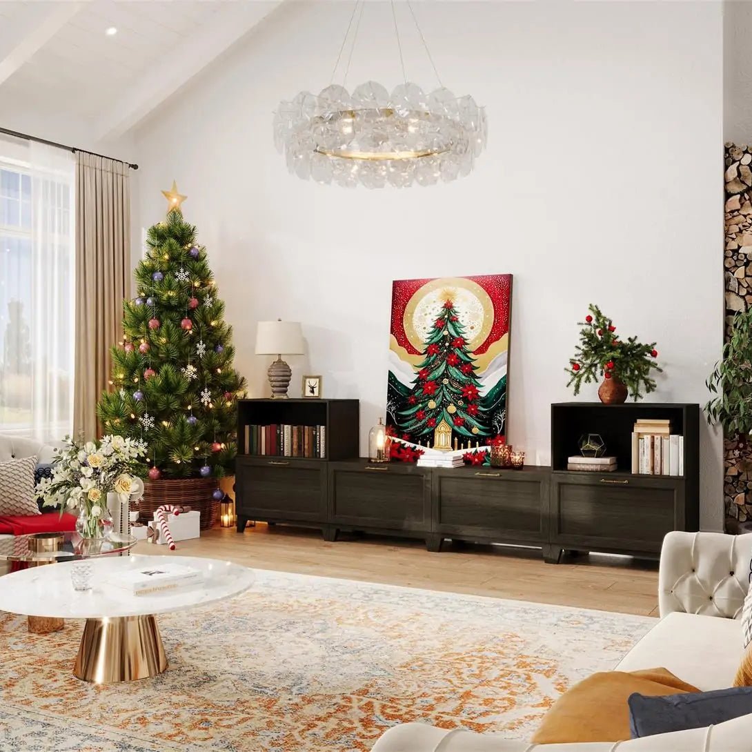 6 - Cube U - Shaped TV & Media Console with Legs | 118.12"L x 15.67"W x 36.22"H - Cozy Nest