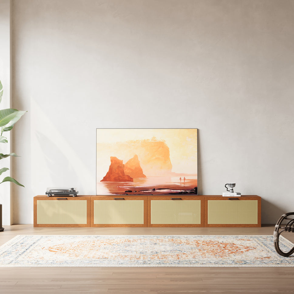Natural 4 Cube Wide Media Console | 118.11"L 14.96"HCombination 3