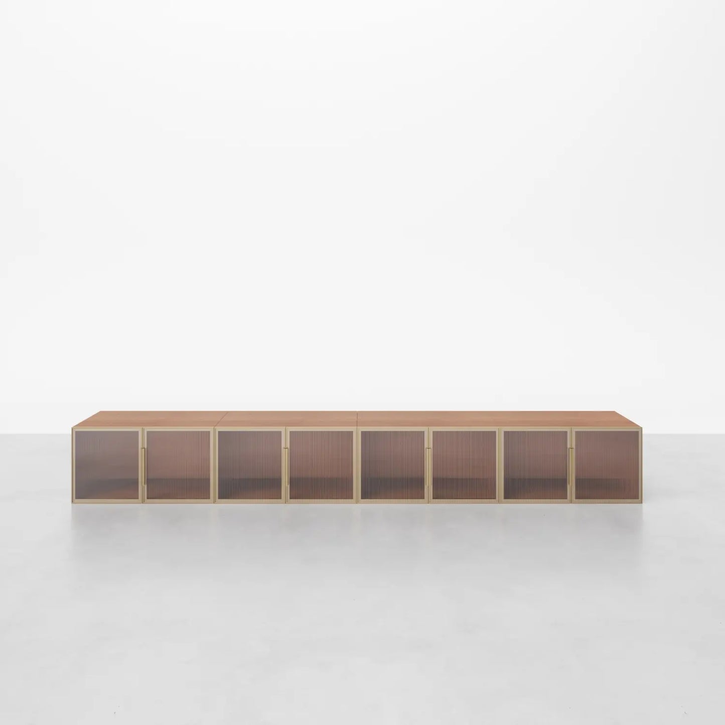 Minimal Walnut 4 Cube Wide Media Console | 118.11"L 14.96"H - Cozy Nest