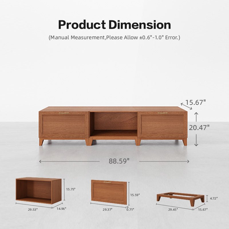 3 - Cube TV & Media Console with Legs | 88.59"L x 15.67"W x 20.47"H - Cozy Nest