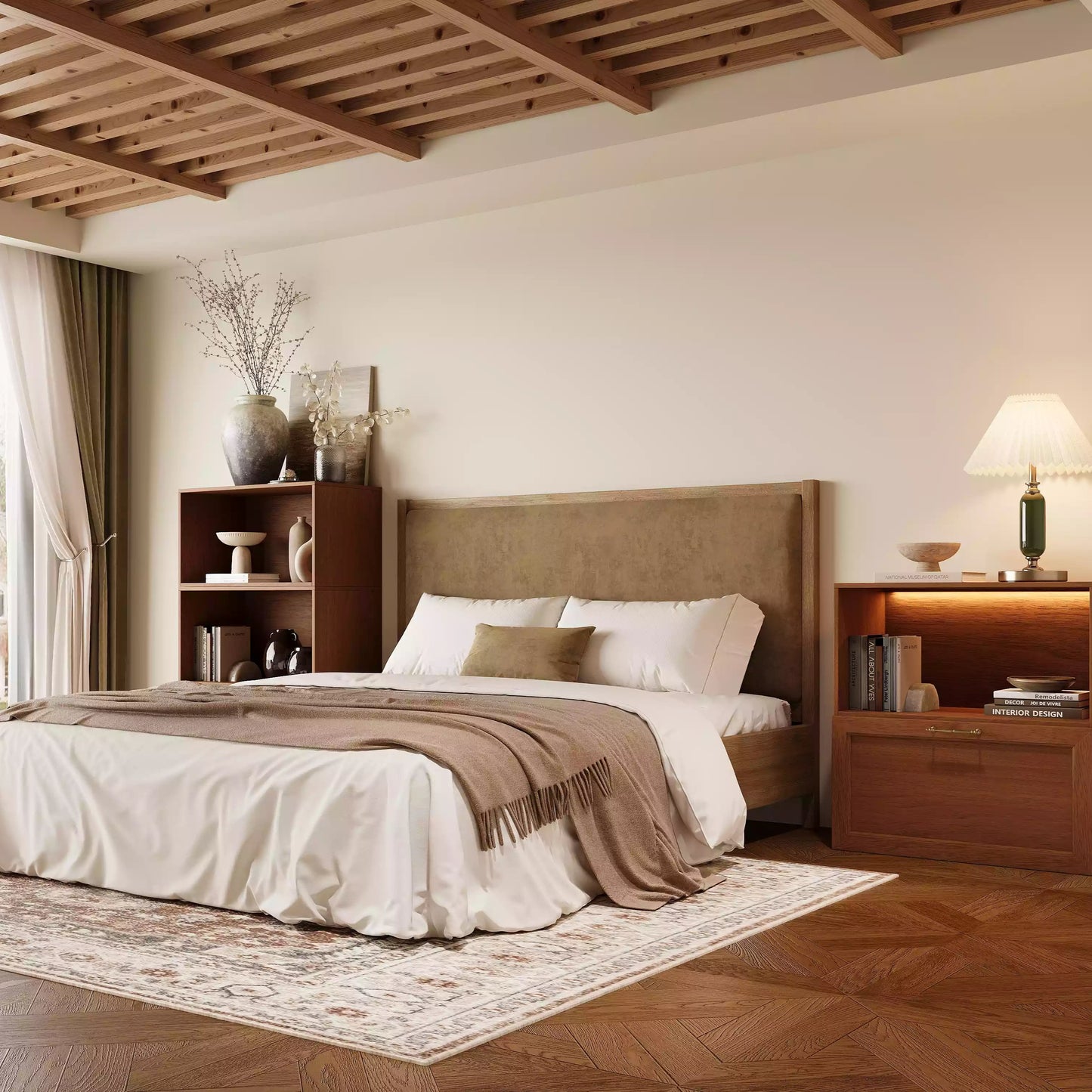 Classic Walnut Side - by - Side Nightstands | 29.53"L 29.92"H - Cozy Nest