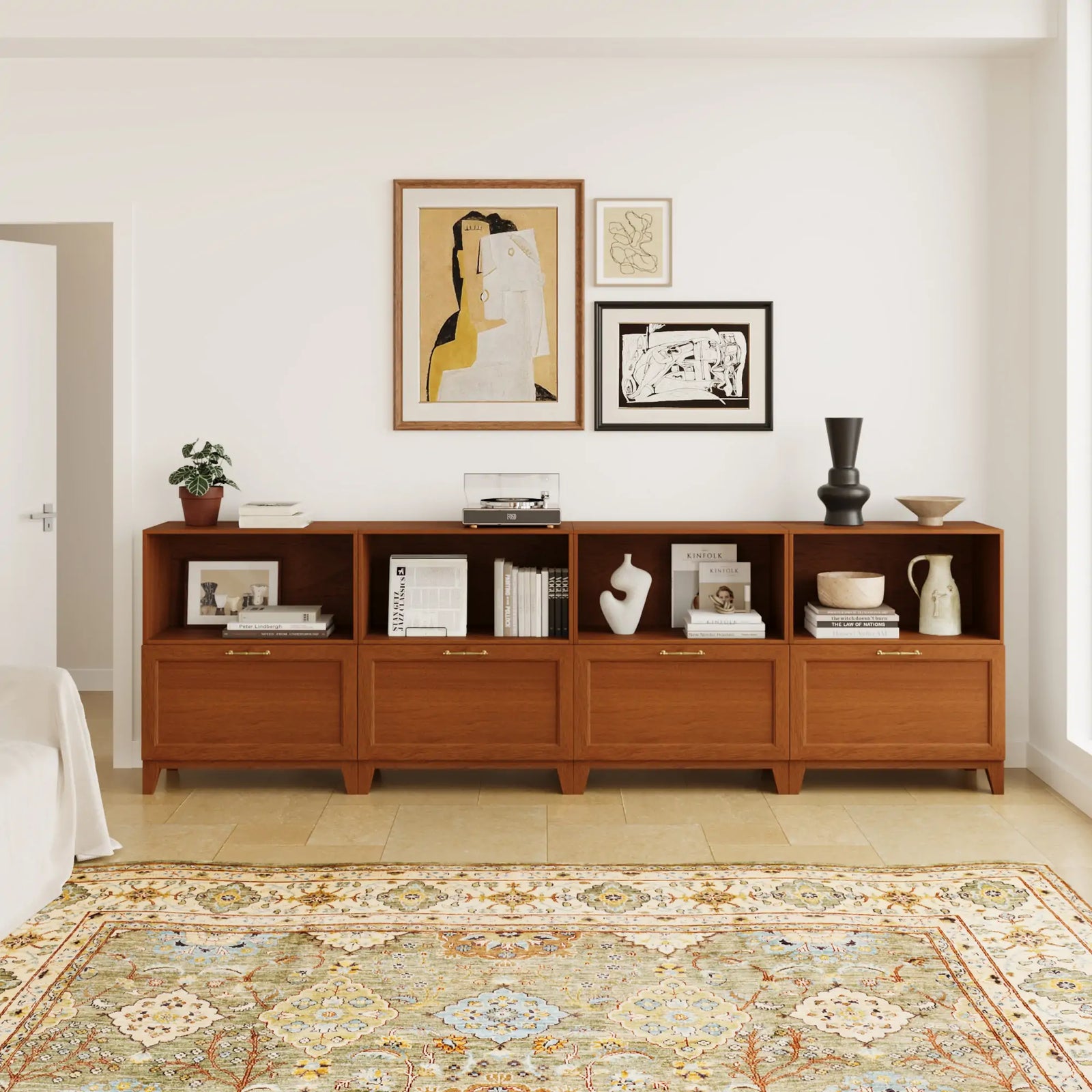 Classic 8 Cube Double-Row Media Console | 118.12"L x 15.67"W x 36.22"H