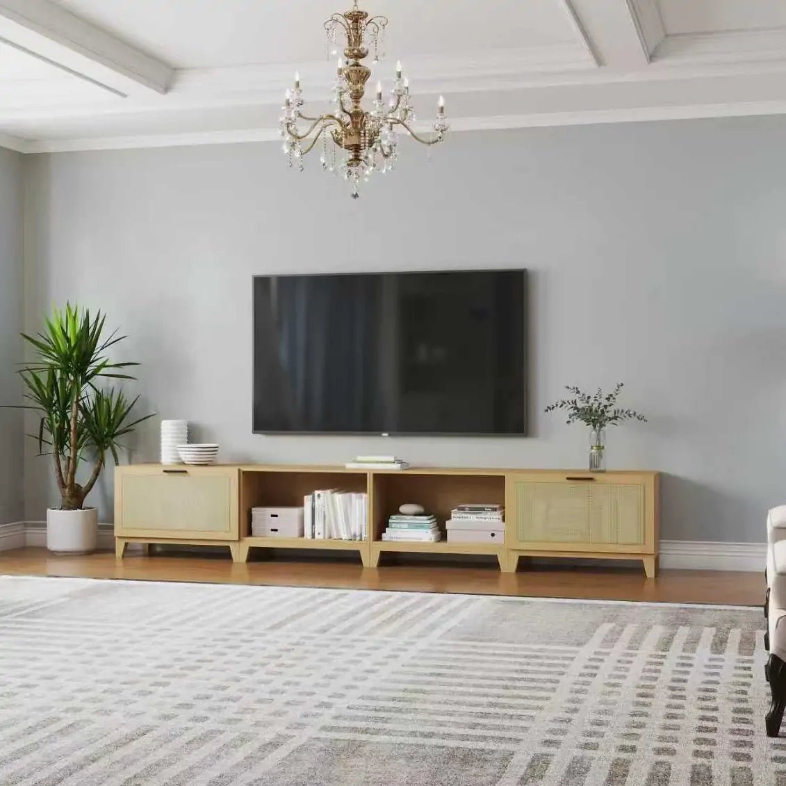 4-Cube Wide TV & Media Console With Legs | 118.12"L x 15.67"W x 20.47"H