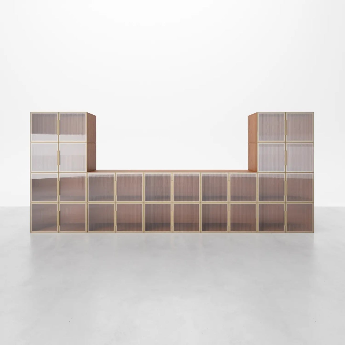 Minimal Walnut 14 Cube Corner - Fit U - Shaped Console | 147.64"L 59.84"H - Cozy Nest