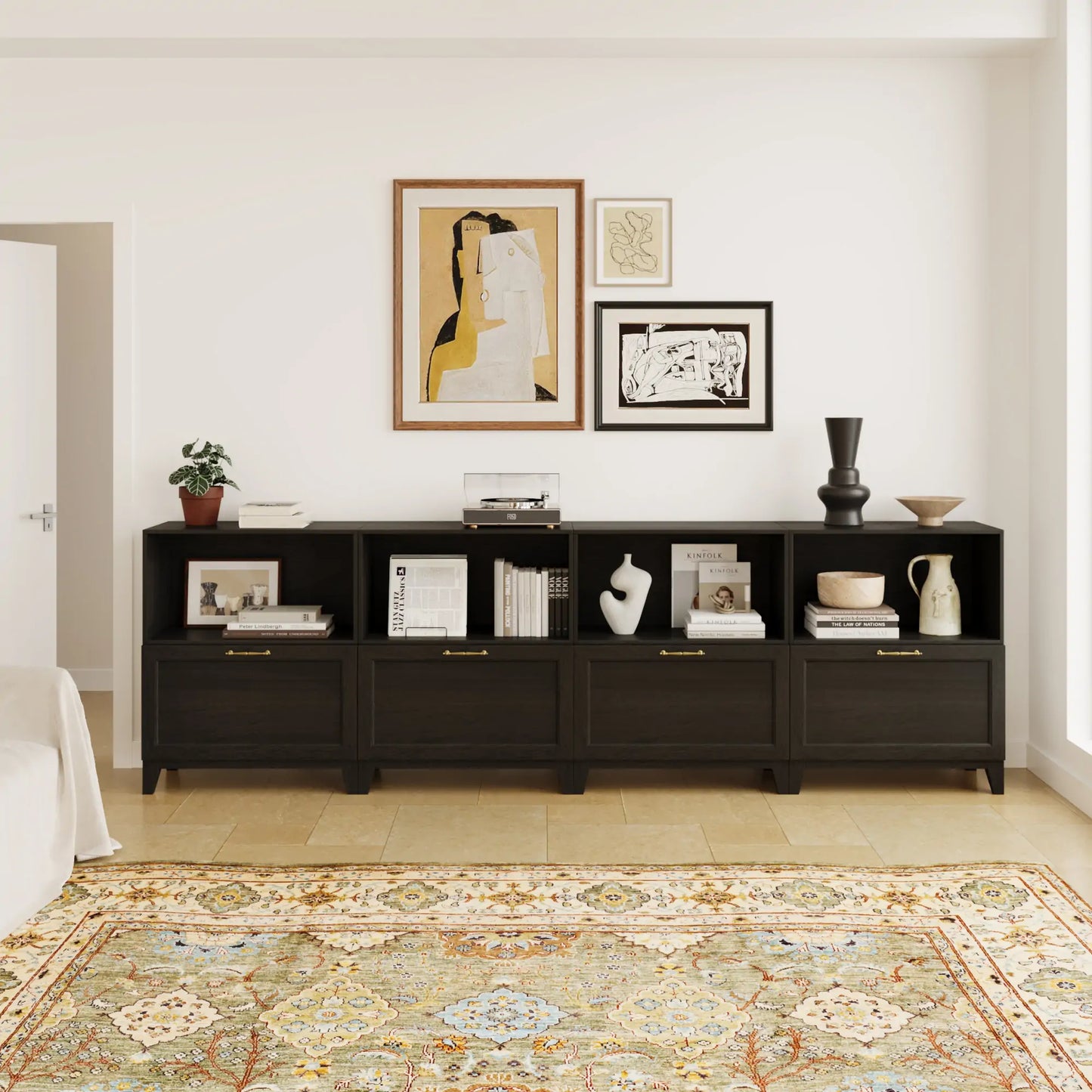 Classic 8 Cube Double - Row Media Console | 118.12"L x 15.67"W x 36.22"H - Cozy Nest