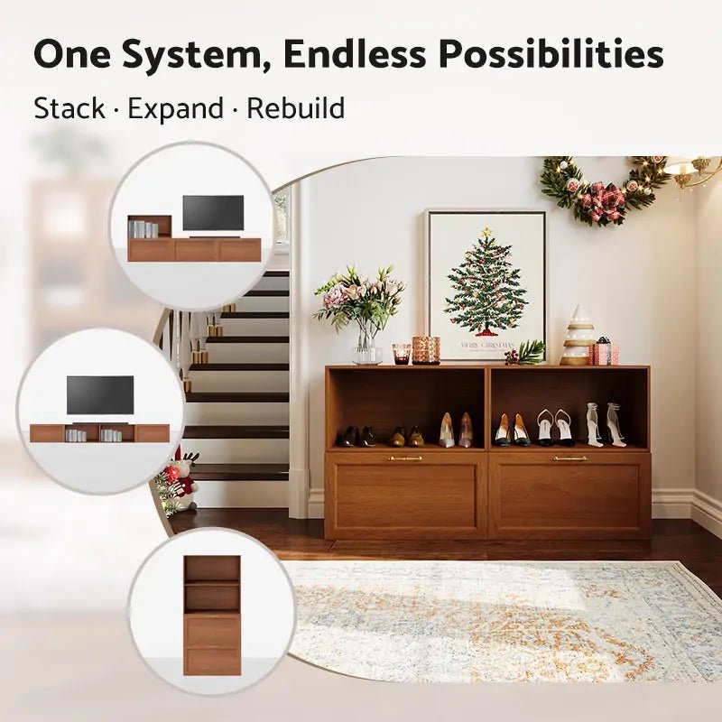 4 - Cube 2×2 Shoe Cabinet | 59.06"L x 15.67"W x 31.5"H - Cozy Nest