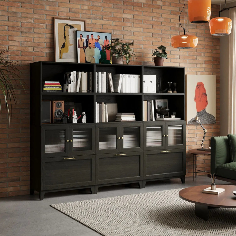 12 Cube Tower Library Bookshelf | 88.58"L 67.72"H