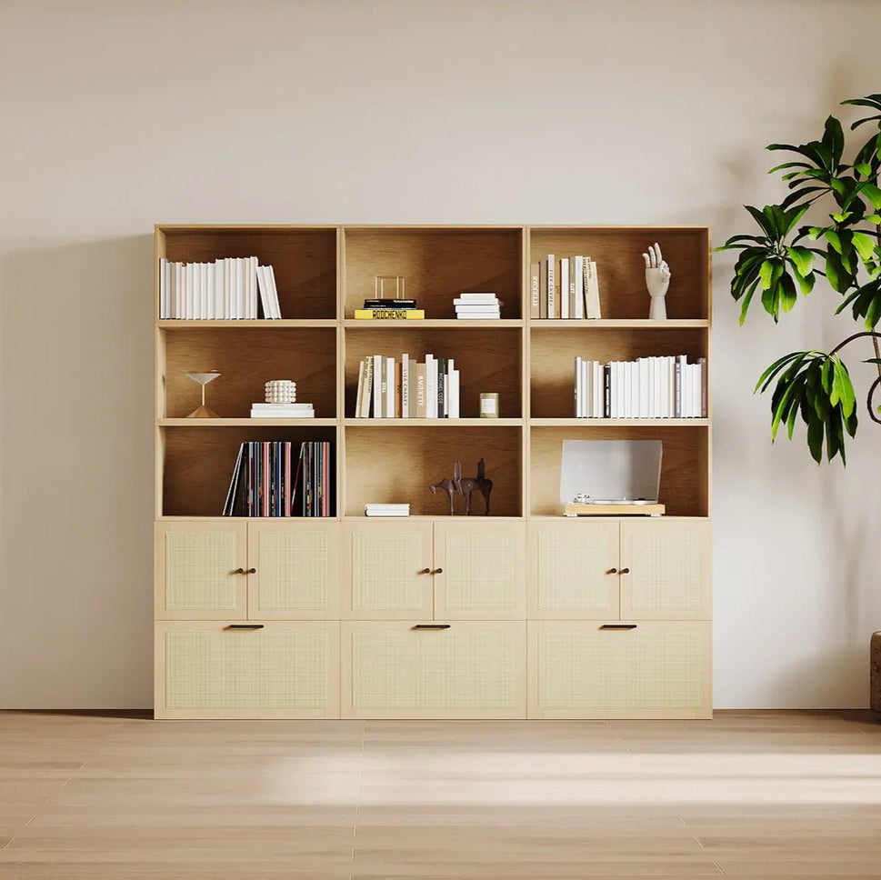 Natural 15 Cube Tower Library Bookshelf | 88.59"L x 15.66"W x 78.75"H