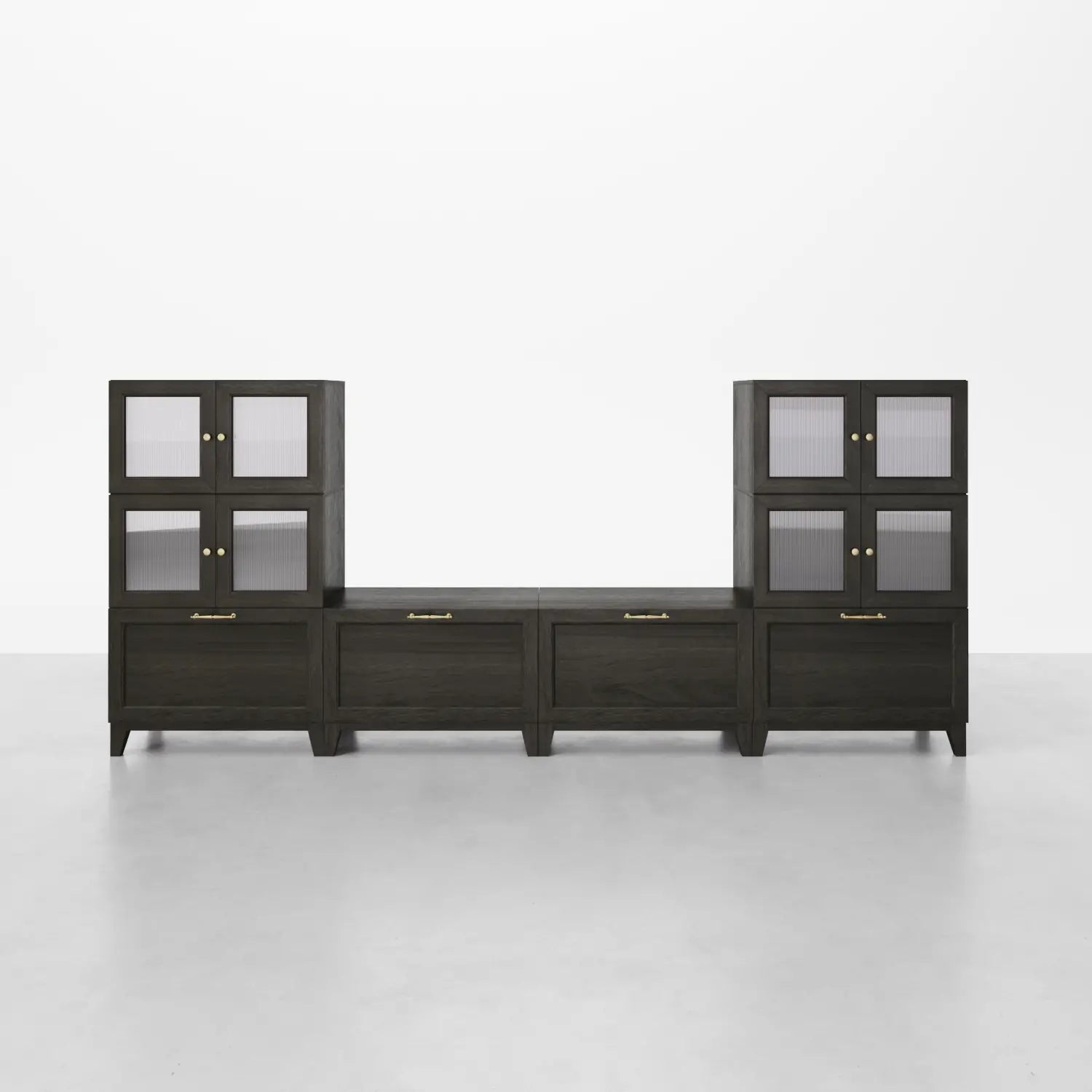 8-Cube U-Shaped TV & Media Console With Legs | 118.12"L x 15.67"W x 51.97"H