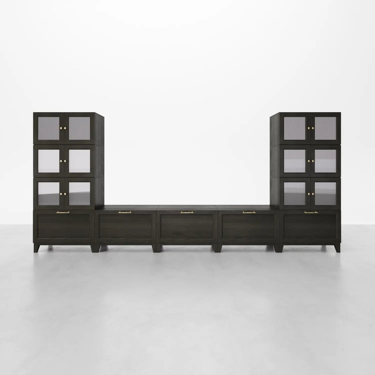 Classic Black 11 Cube Corner - Fit U - Shaped Console | 147.64"L 59.84"H - Cozy Nest