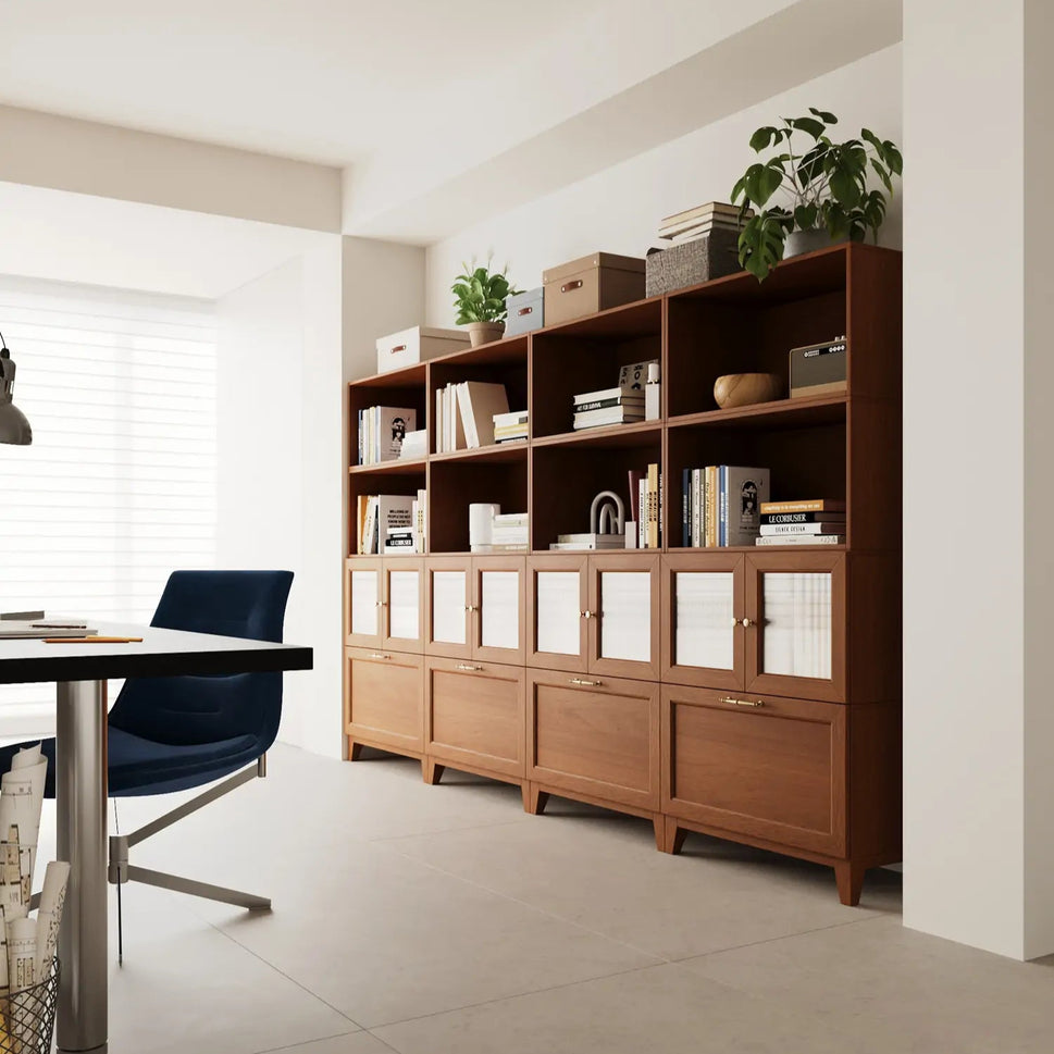 Classic 16-Cube Bookshelf with Legs | 118.12"L x 15.05"W x 67.72"H