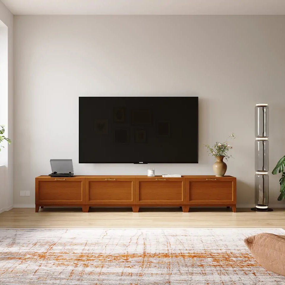Classic Black 4 Cube Wide Media Console | 118.12 "L x 15.66"W x 20.7"H - Cozy Nest