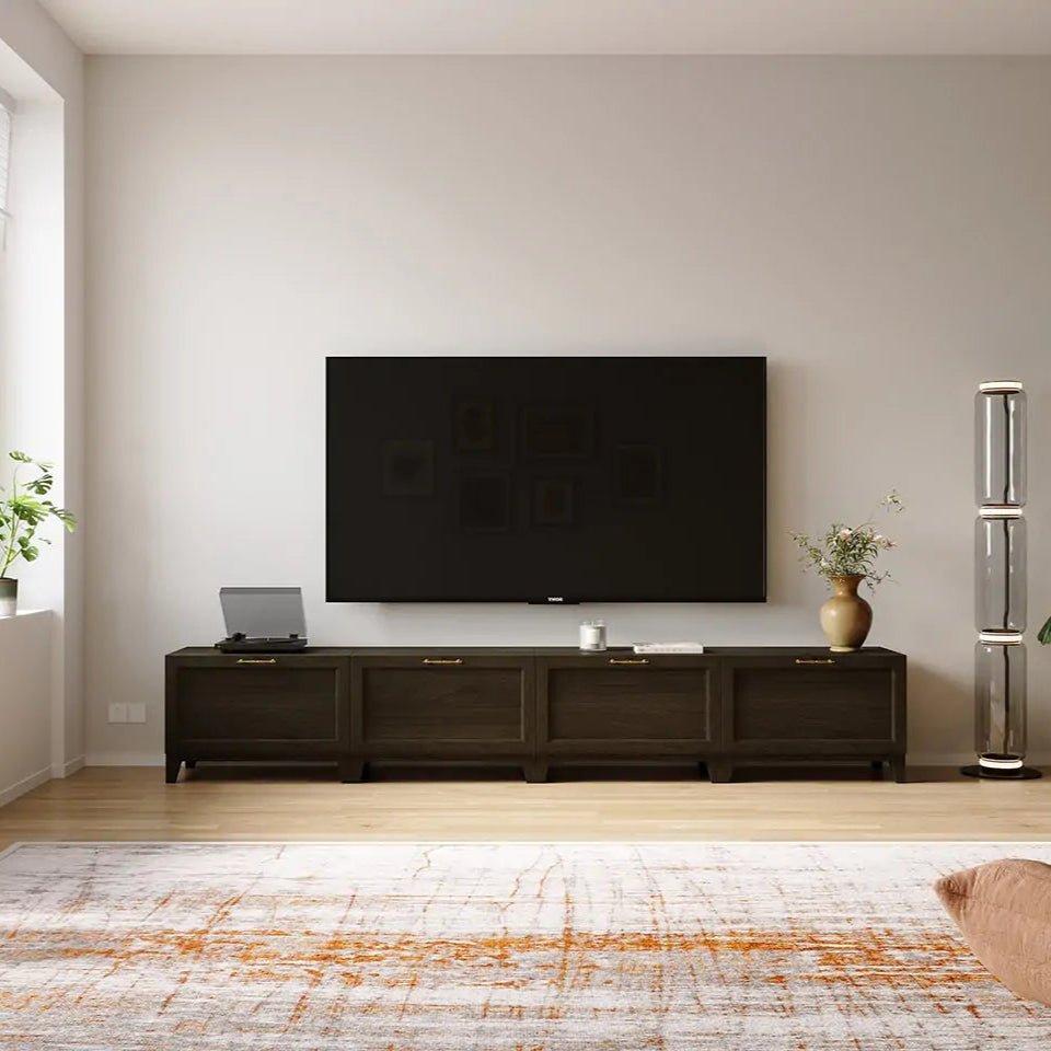 Classic Black 4 Cube Wide Media Console | 118.12 "L x 15.66"W x 20.7"HCombination 4