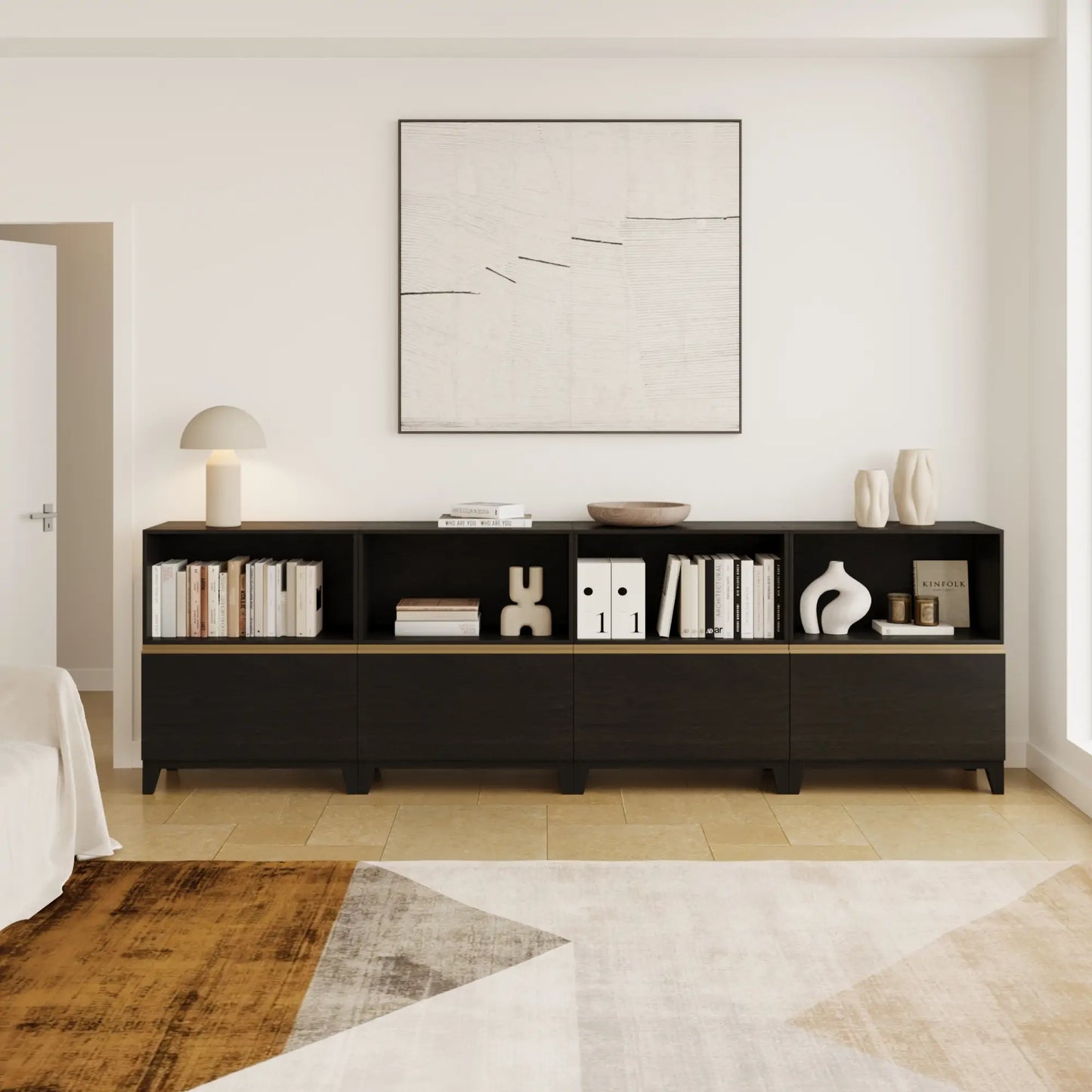 Classic 8 Cube Double - Row Media Console | 118.12"L x 15.67"W x 36.22"H - Cozy Nest