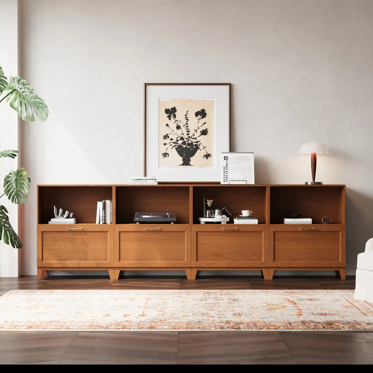 Classic 8 Cube Double - Row Media Console | 118.11"L 29.92"H - Cozy Nest