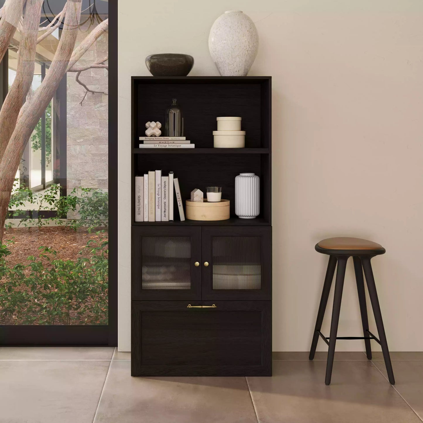 Wood Sideboard 29.53"L 59.84"H | Black - Cozy Nest