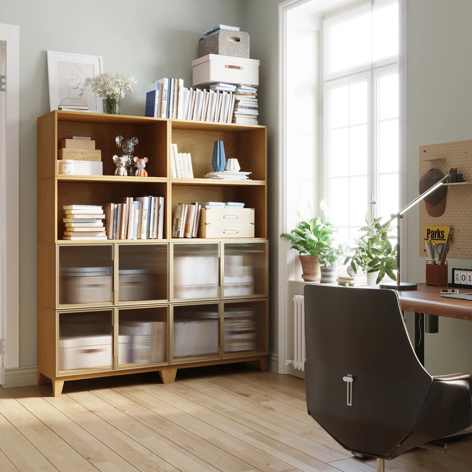 8-Cube Double-Column Bookshelf with Legs | 59.06"L x 16.34"W x 67.72"H