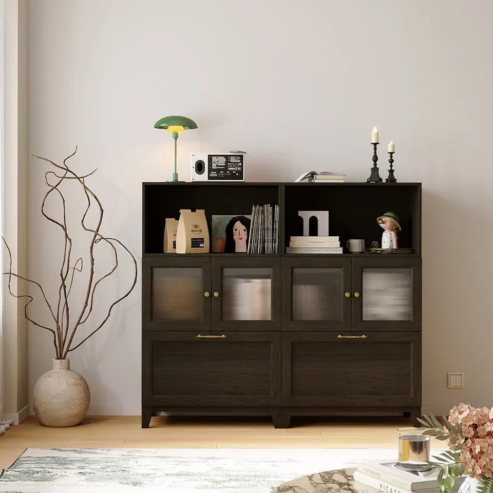 Black 6 Cube Tower Library Bookshelf | 59.06"L x 15.66"W x 51.97"HCombination 3