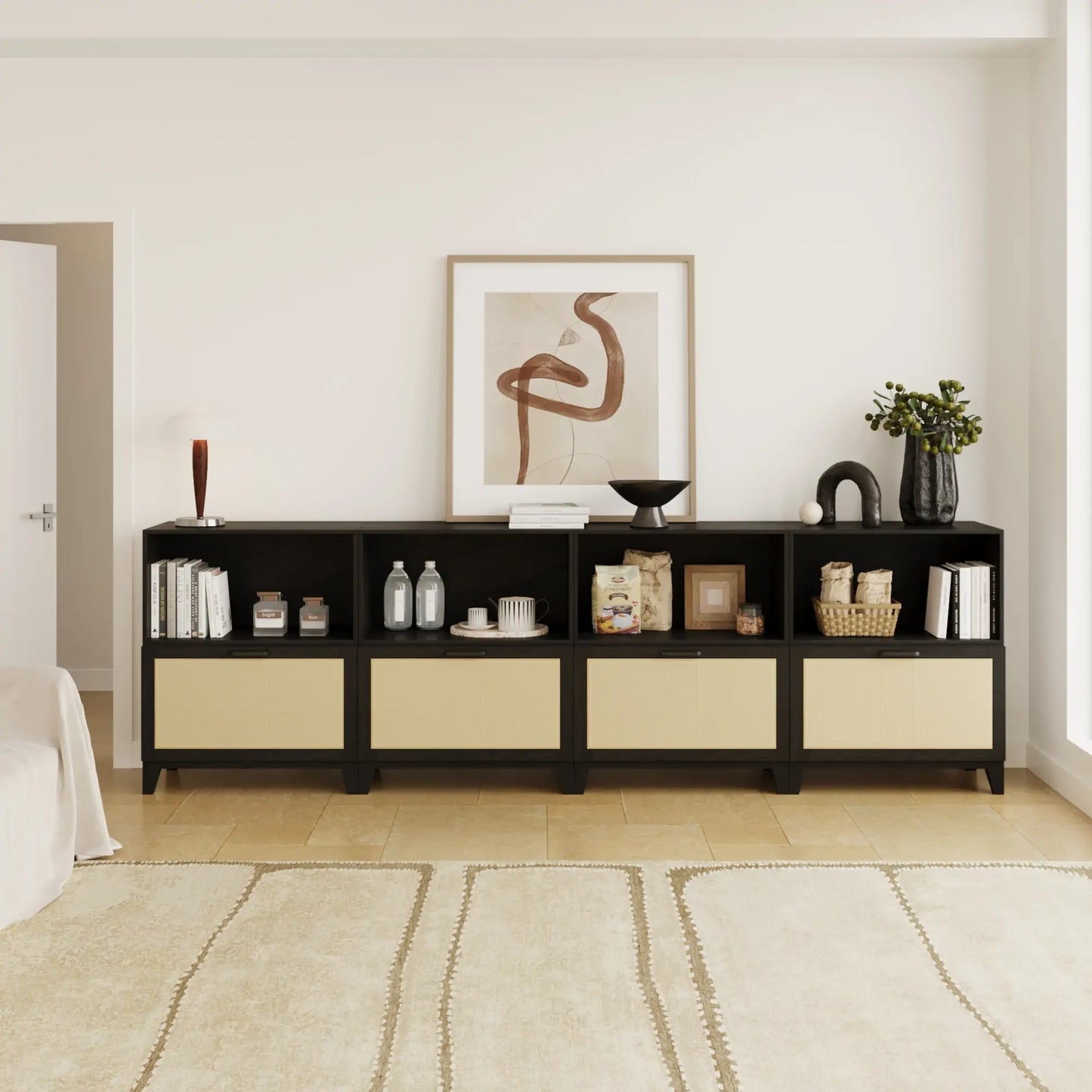 Classic 8 Cube Double - Row Media Console | 118.12"L x 15.67"W x 36.22"H - Cozy Nest