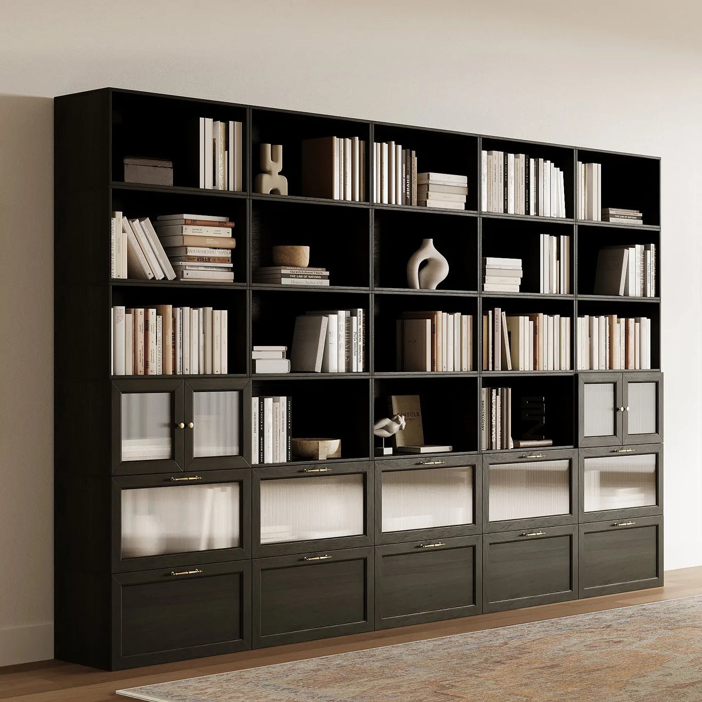 30 - Cube 5×6 Bookshelf | 147.65"L x 15.67"W x 94.5"H - Cozy Nest