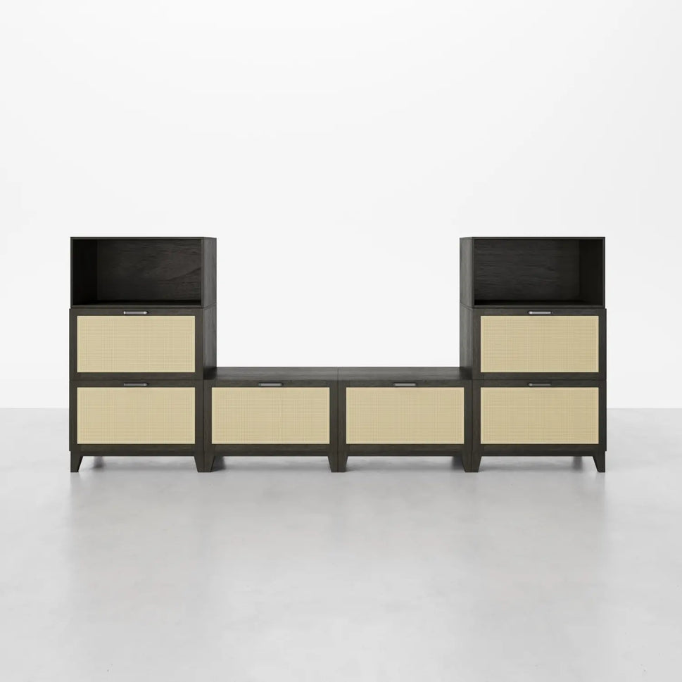 Natural 8 Cube Corner-Fit U-Shaped Console | 118.12"L x 15.66"W x 51.97"HCombination 3