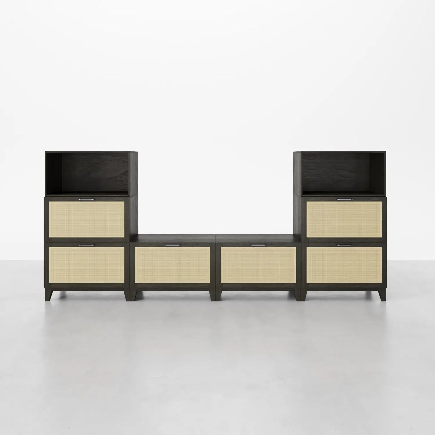 Nordic Black 8 Cube Corner - Fit U - Shaped Console | 118.11"L 44.88"H - Cozy Nest