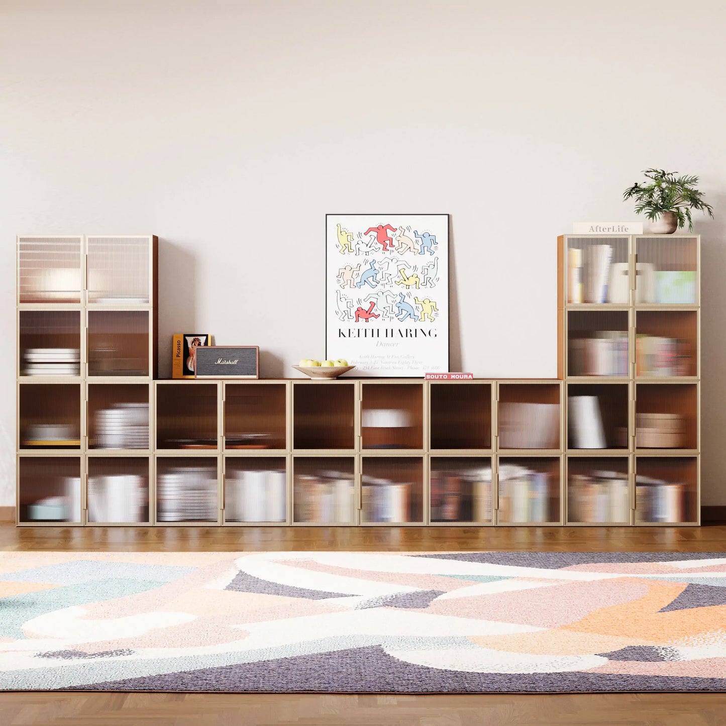 14 - Cube U - Shaped TV & Media Console | 147.65"L x 15.66"W x 63"H - Cozy Nest