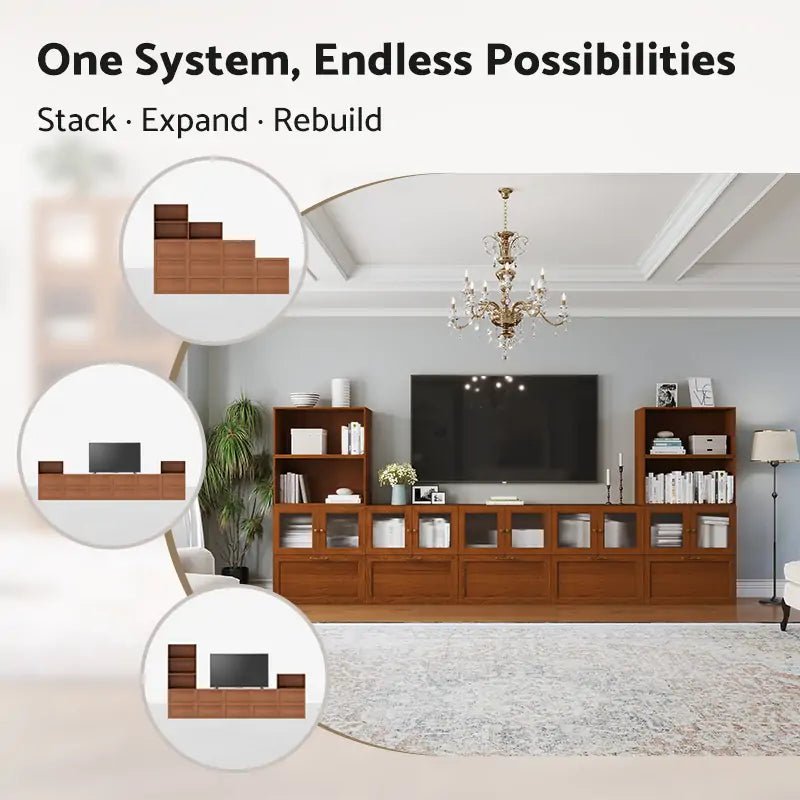 14-Cube U-Shaped TV & Media Console | 147.65"L x 15.67"W x 63"H