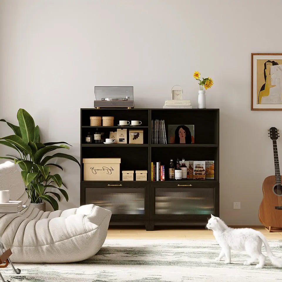 Black 6 Cube Tower Library Bookshelf | 59.06"L x 15.66"W x 51.97"HCombination 4