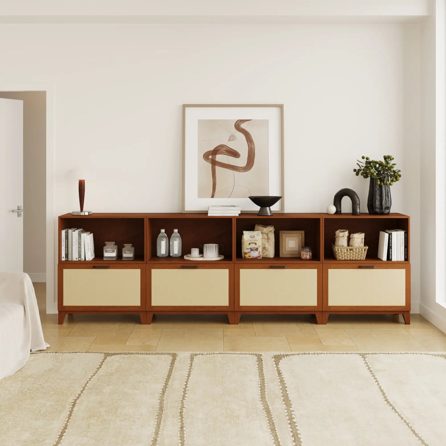 Classic 8 Cube Double-Row Media Console | 118.12"L x 15.67"W x 36.22"H