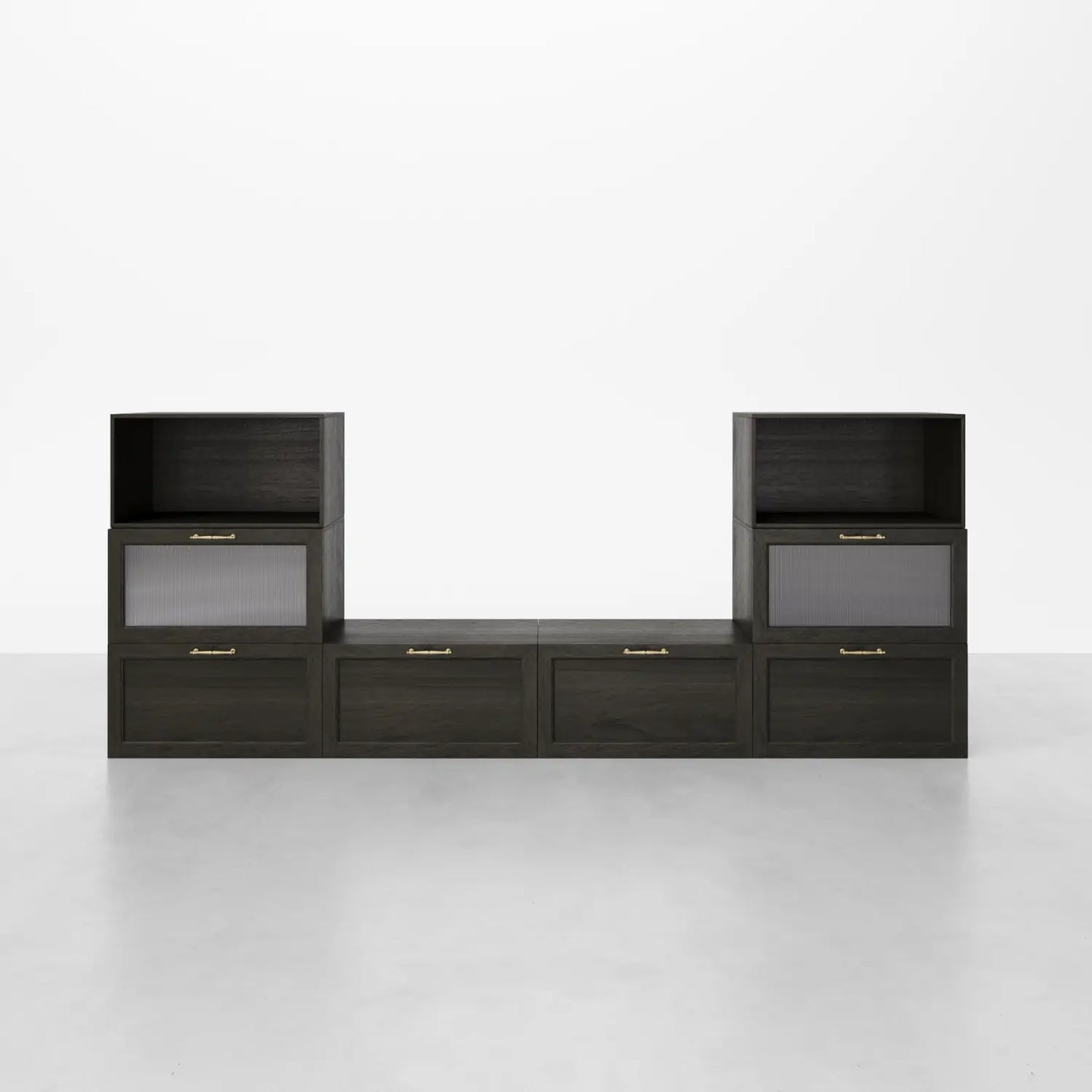 1.Nordic Walnut 8 - Cube Corner - Fit U - Shaped Console | 118.11"L 44.88"H - Cozy Nest
